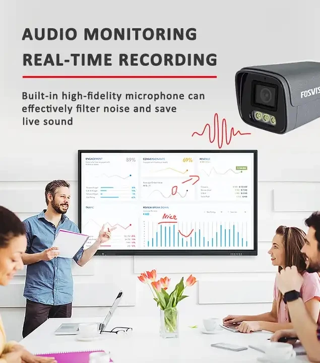 Fosvision Wholesale Outdoor ip camera 8mp 4k Security System Poe Full Color  cctv Camera Human Detection Full Color Bullet POE