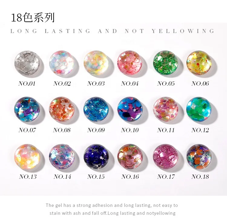 Little Luck OEM/ODM soak off spring color macaron glitter nail gel polish Korea sequin gel