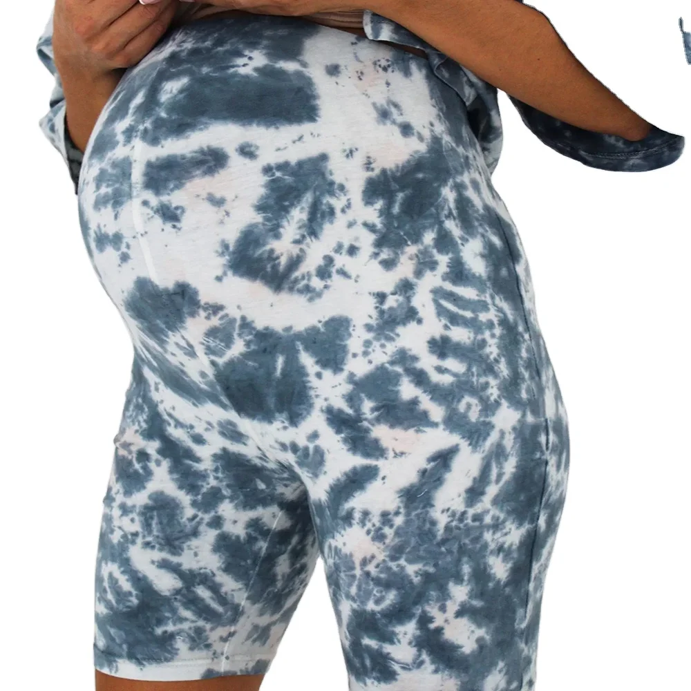 New Design Mom Fitness Gym Tights Women Body Shaper Tie Dye Maternity Cycling Shorts
