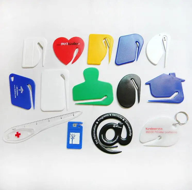 Цветные круглые квадратные открывалки для писем, пластиковый нож для конвертов и бумажных отправлений