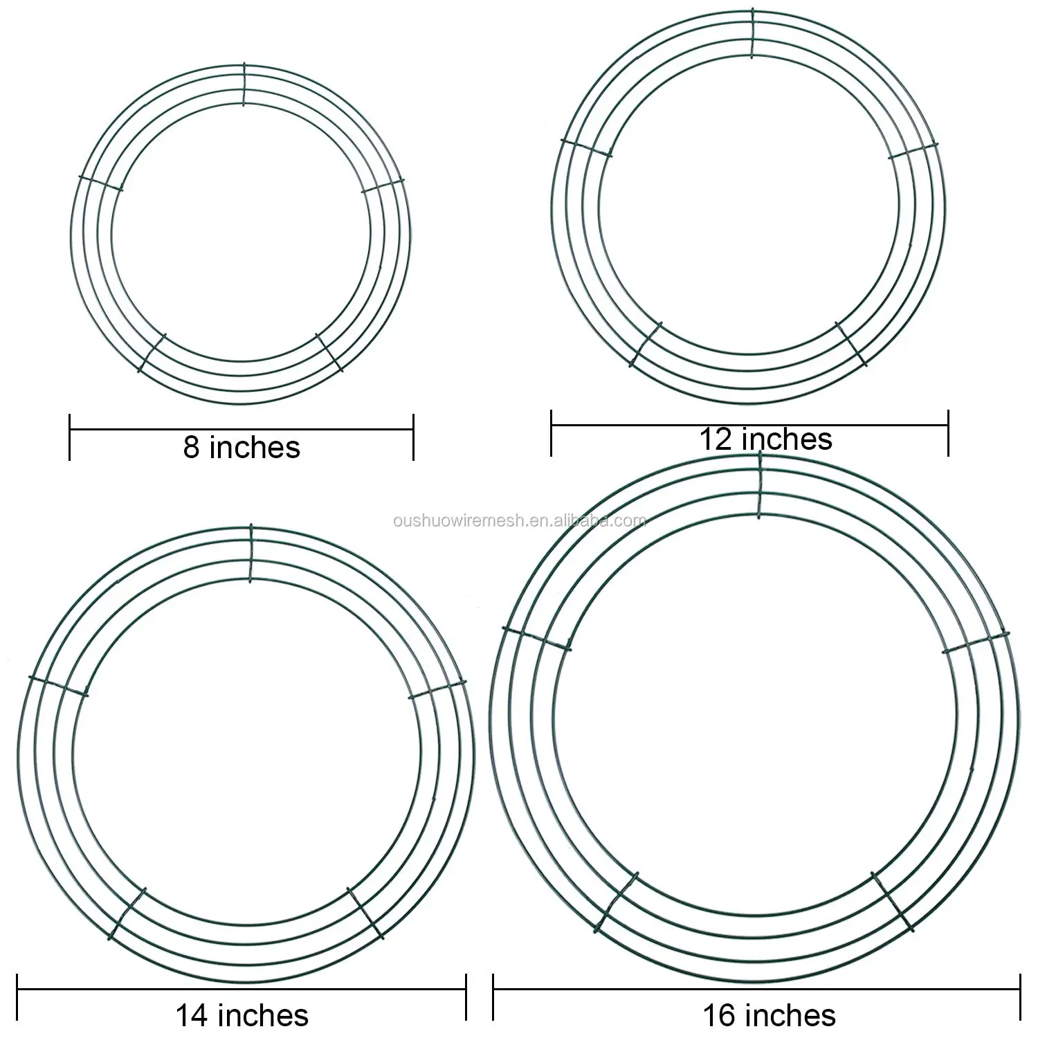 12' 14' 16' Flower Project  Work Wire Wreath Rings Christmas Hanging Frame for Home Decoration