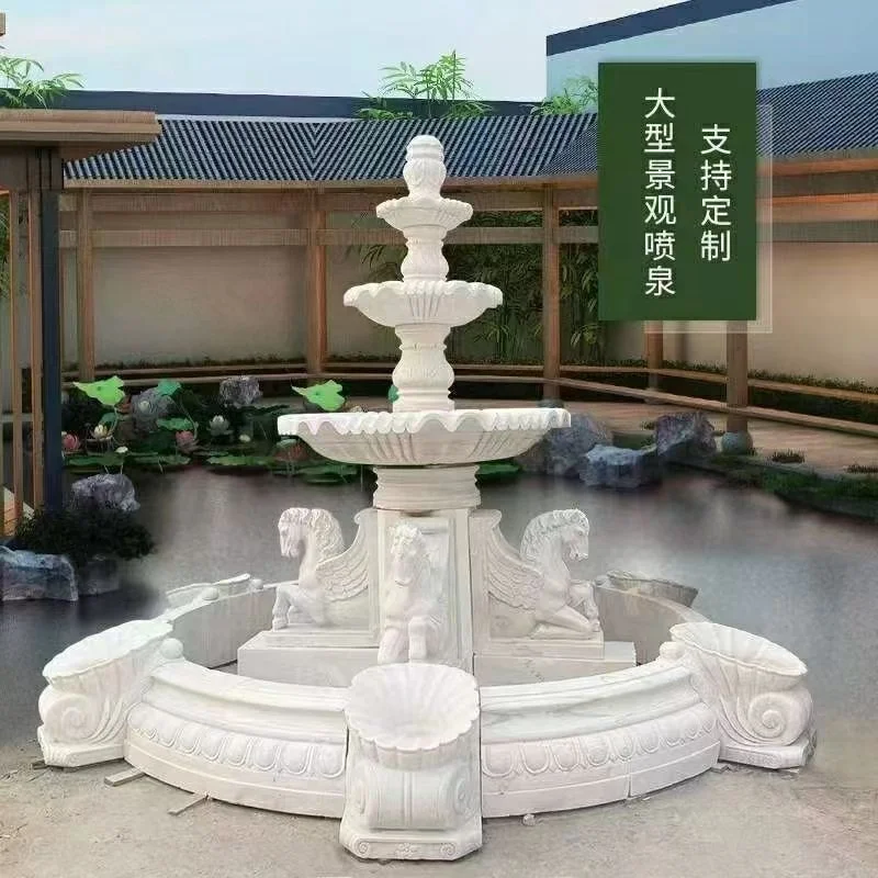 Garden Stone Decor Large Outdoor Marble Water Fountain Sculpture for Sale