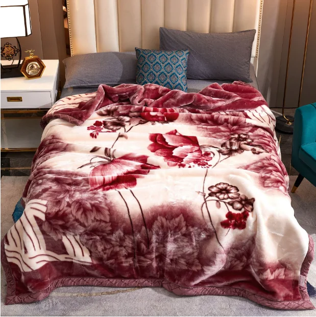 Home Korean Fleece Blanket King Size Soft Heavy Warm Mink Blanket Thick Raschel Embossed Bed Blanket For Winter Autumn