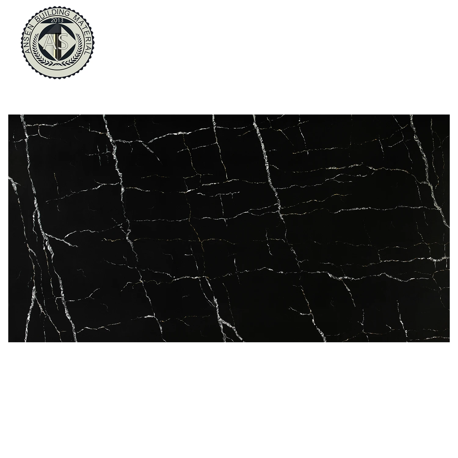 Chinese Good Supplier Artificial Stone Polished Black Color White Vein Quartz Stone for Table Top Countertop