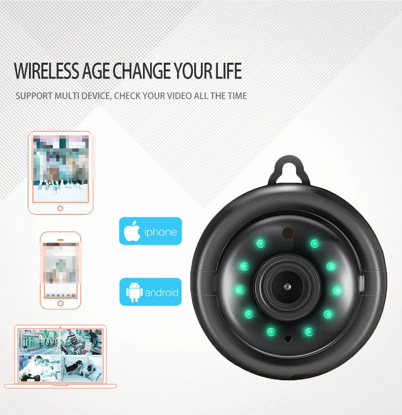 
real-time screen monitoring double encrypted video account 2 million high-definition lens mini size ip camera 