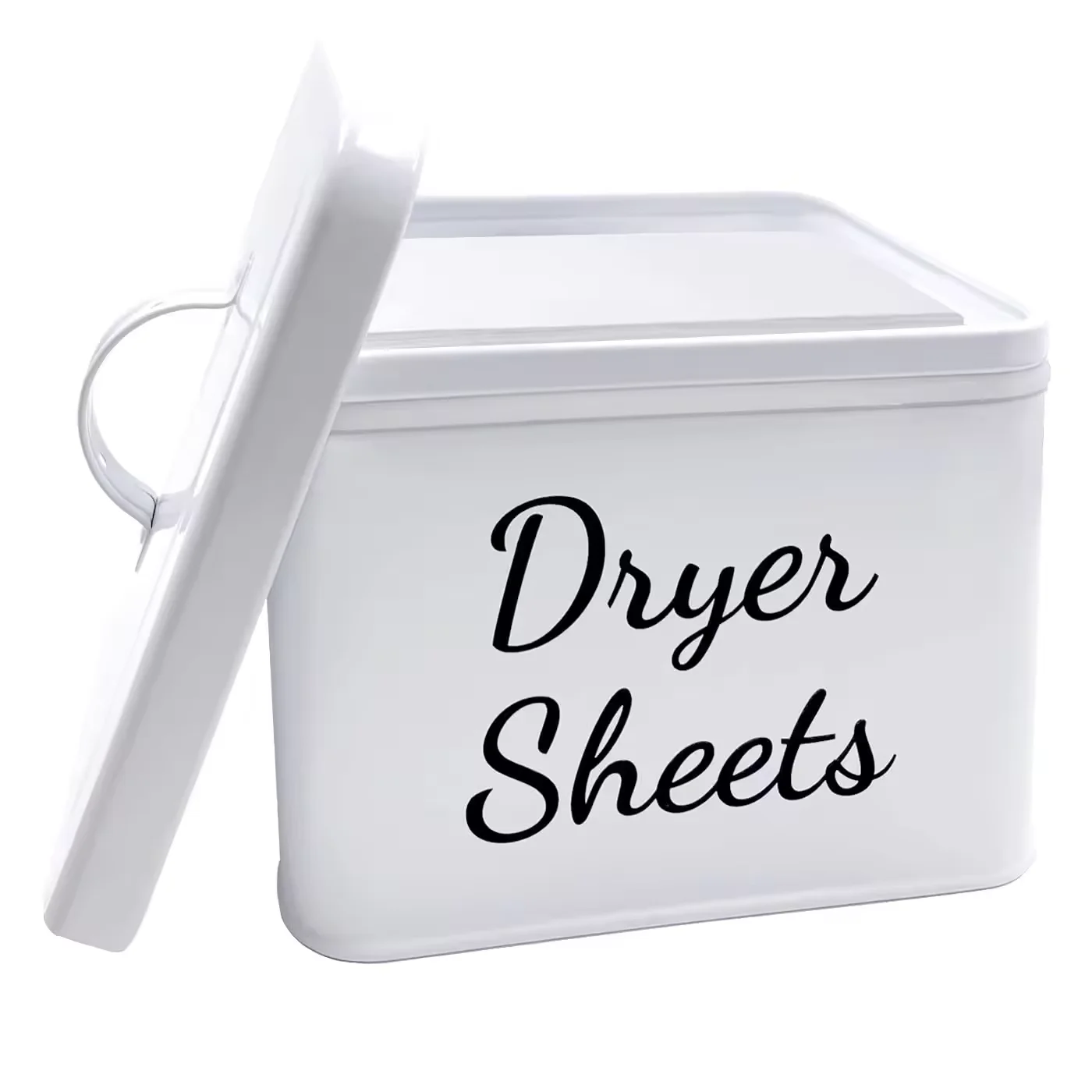 Modern Farmhouse Laundry Room Organization Metal Dryer Sheet Holder Fabric Softener Sheets Tin Dispenser With Lid