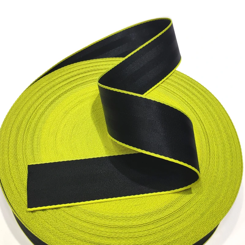 Custom Nylon 47.5mm Seat Belt Thickened Car Safety Belt Webbing Black/light yellow Give Free for Stock Webbing