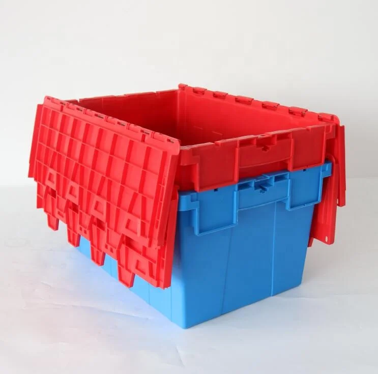 Heavy duty logistic warehouse storage moving plastic stackable nestable moving boxes plastic crates with lids