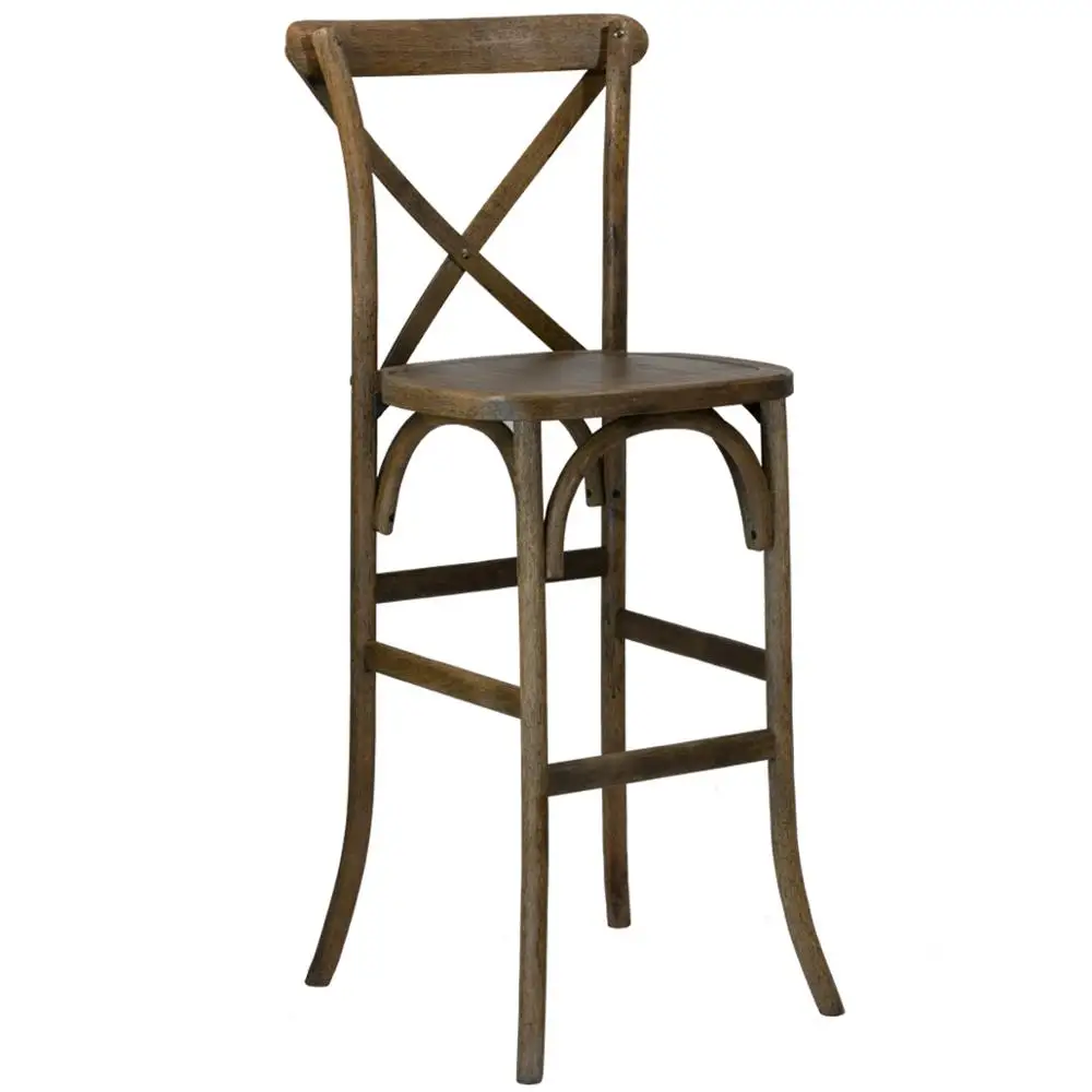 Modern new design wood bar chair high stool dining chair cross back high chair