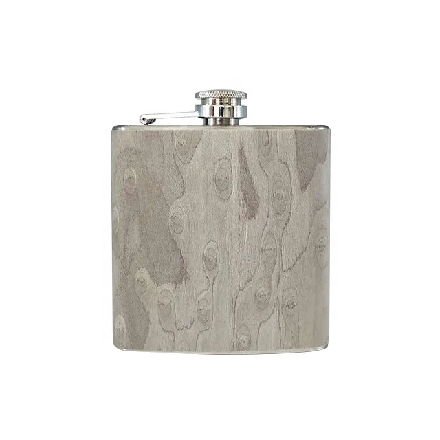 
custom high quality 6oz stainless steel wooden hip flask BPA Free paseed 