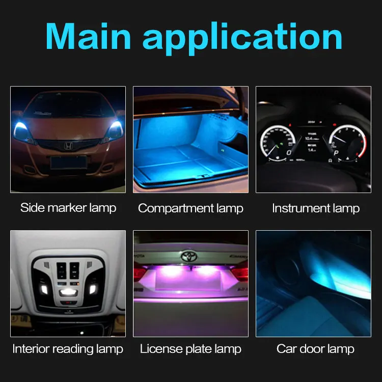 Manufacturer 12v-24v Car Led Bulb W5w Led Interior Auto Bulb 194 W5w Wedge Plate Dome Light Canbus T10 Led With No Error