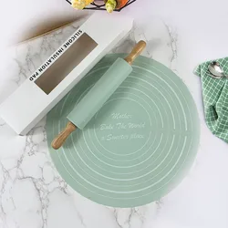 Kitchen Accessories Baking Tools set of silicone rolling pin Wooden Handle with round Mat
