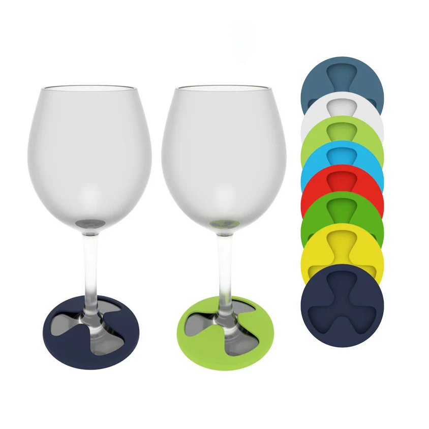 New Silicone Red Wine Coaster Anti Slip Mat Sleeve Wine Cup Recognition Device Creative Coaster Tables Mats