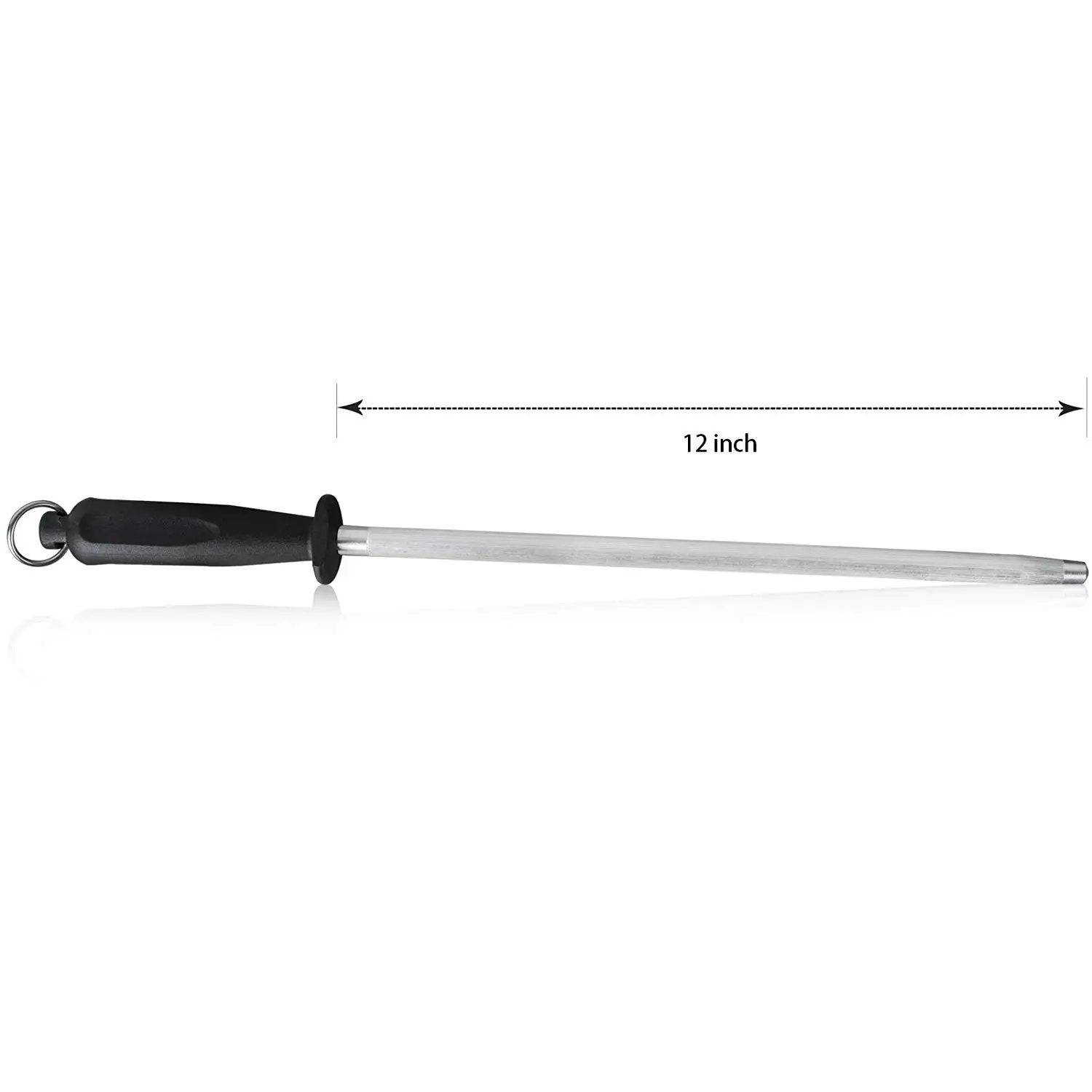 OEM custom 12 inch hand kitchen german knife sharpening steel rod with black PP plastic handle