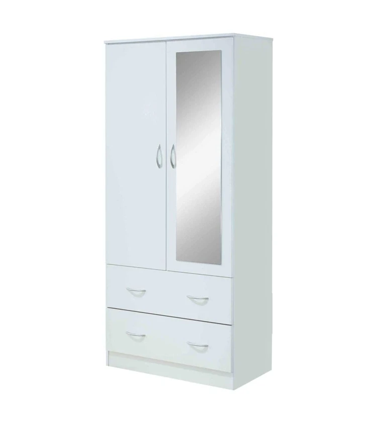 Glass door wooden wardrobe with mirror wooden MDF cupboard wardrobe cabinet