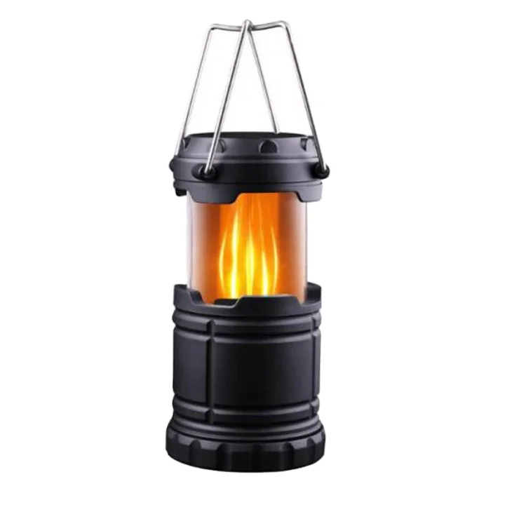 2 in 1 Retractable handheld Hanging Flickering Flames Torch Lights, Portable LED Camping Lantern Flame Light