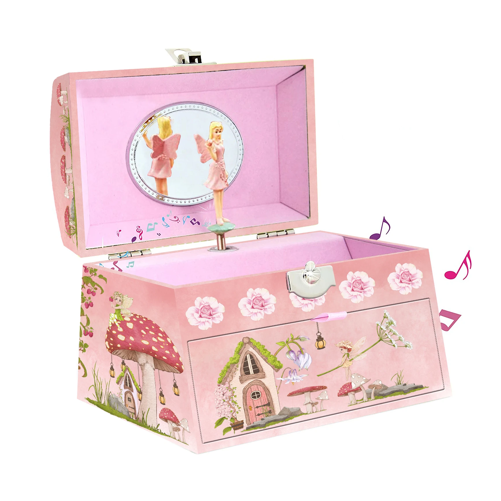 New Arrive Multifunctional Tooth Fairy Music Box Wooden Jewelry Music Box Custom Logo Music Box for Birthday Gift
