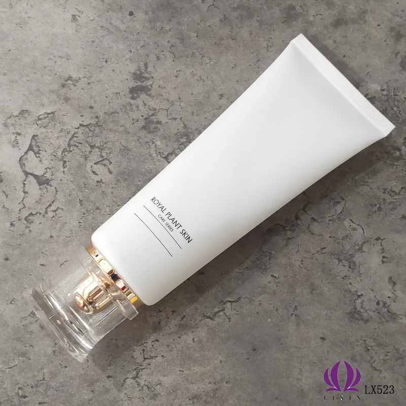 
PE empty white cosmetic packaging tubes soft plastic 100ml face wash tube Acrylic screw cap 