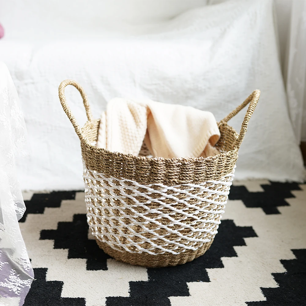 High Quality Wicker Picnic Basket Organizer Dirty Clothes Decorative Laundry Hamper With Handle