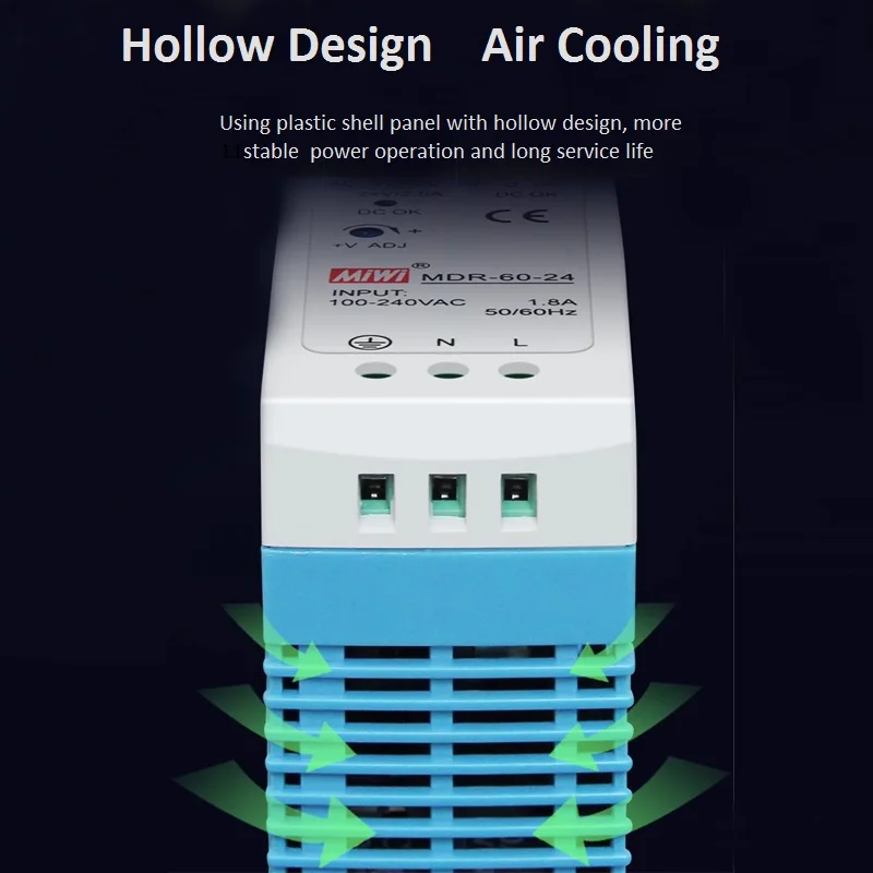 MDR-60-24 Din Rail 60W 2.5A 24V AC DC  Transformer Single Output Switching Power Supply