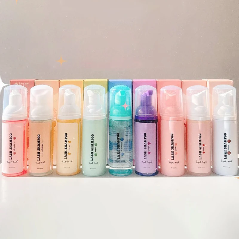 Tear Free and Vegan Friendly Private Label Lash Extension Foam Cleanser With Brushes Lash Bath Daily Eyelash Wash Shampoo