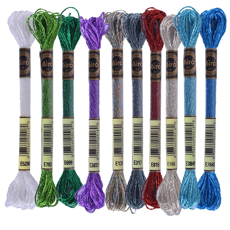 Embroidery Floss Metallic Colourful Cross Stitch Tread Set for Craft Needlework, cross stitch metallic thread