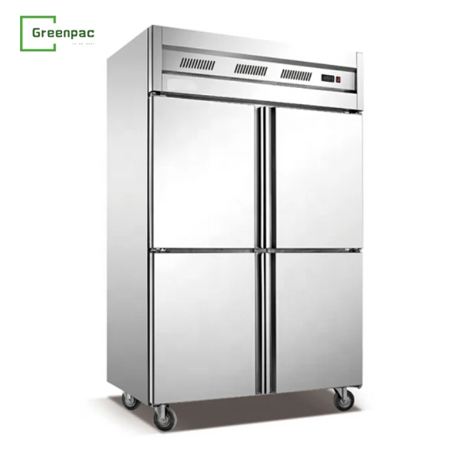 Four Doors 1000L Commercial Deep Freezer Stainless Steel Refrigerator Equipment Air Cooling Kitchen Fridge