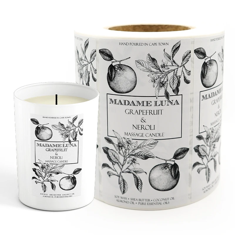 Custom wholesale label sticker candle wine die cut label vinyl pvc adhesive sticker waterproof packaging labels for bottles