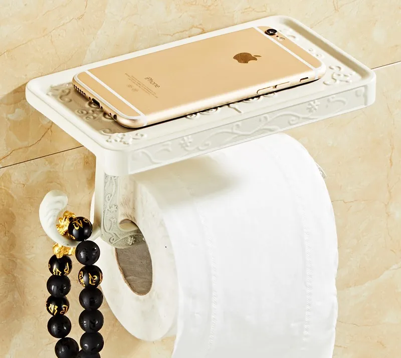 Space aluminum toilet paper towel holder stand for bathroom paper towel holder white and gold