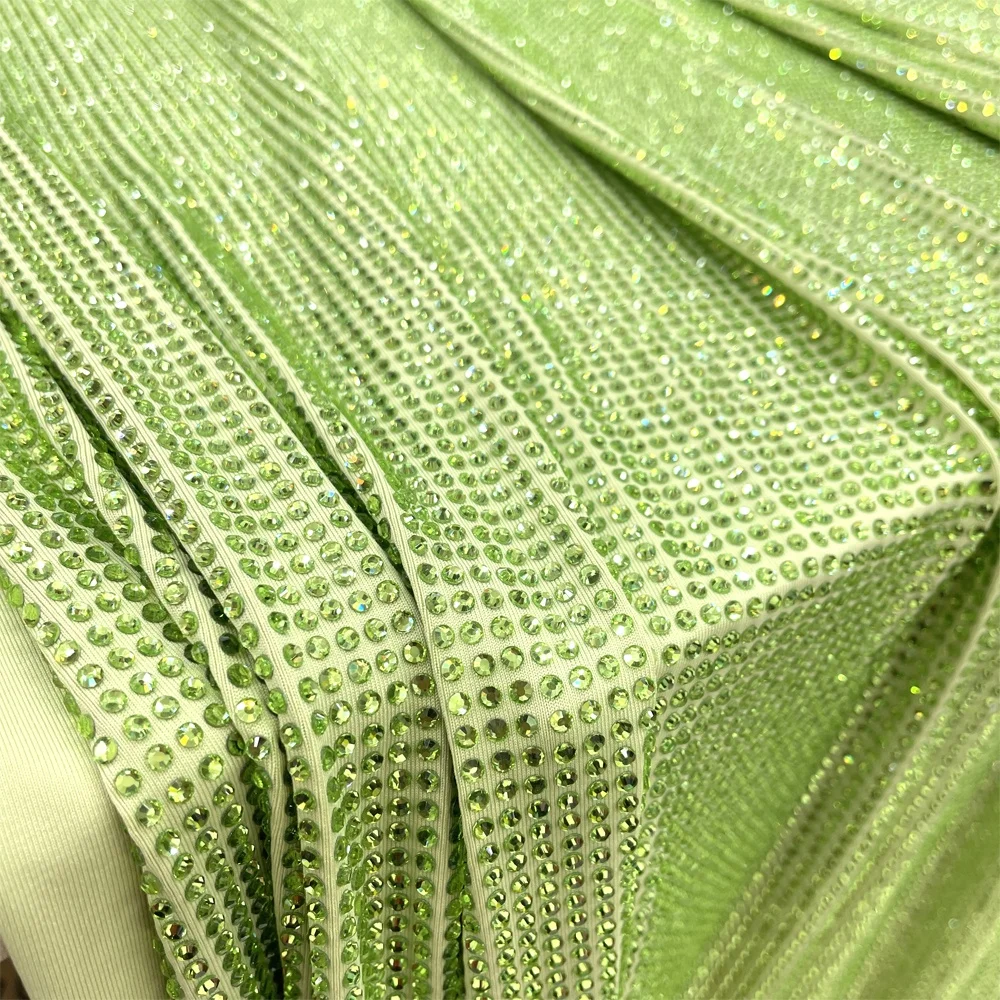 va169 sparkling 1.5meter width dress elastic mesh fabric rhinestone fabric crystal