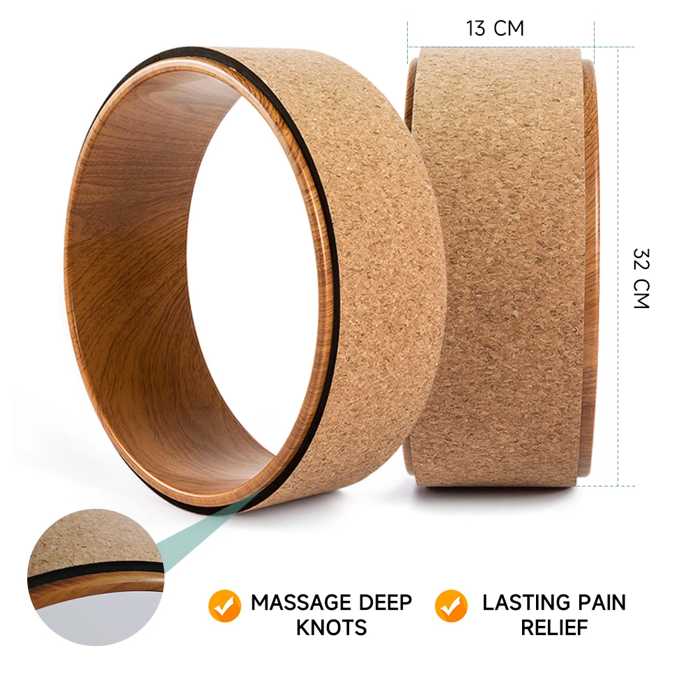 HUAYI Eco friendly natural Gym fitness body good factory cork wood yoga wheel balance