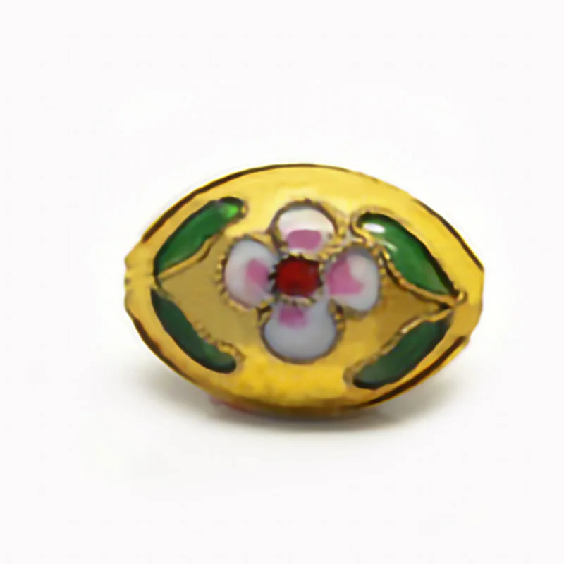Wholesale handmade Cloisonne 20x13mm flat oval loose bead metal beads in assorted colors for jewelry making