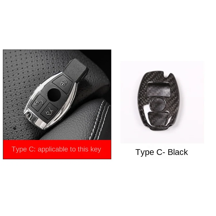 Protective Case Cover With Anti-lost Key Chain Real Carbon Fiber Buckle Smart Key Cover For B Model C E