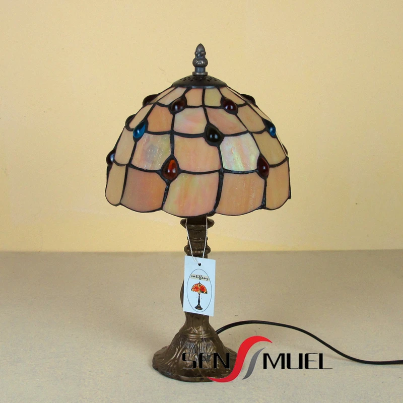 classical lattice color beads fixtures tiffany style desk lamp