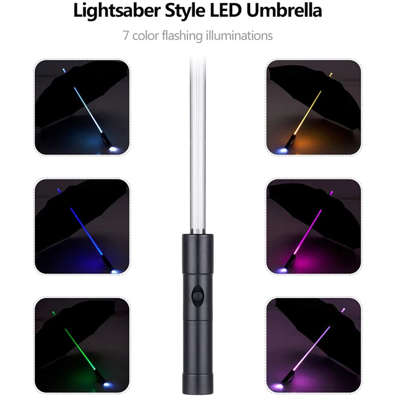  Пользовательские логотипы печатают 7 цветов flahing Lighting cool blade runner light saber style светодиодный длинный зонтик для