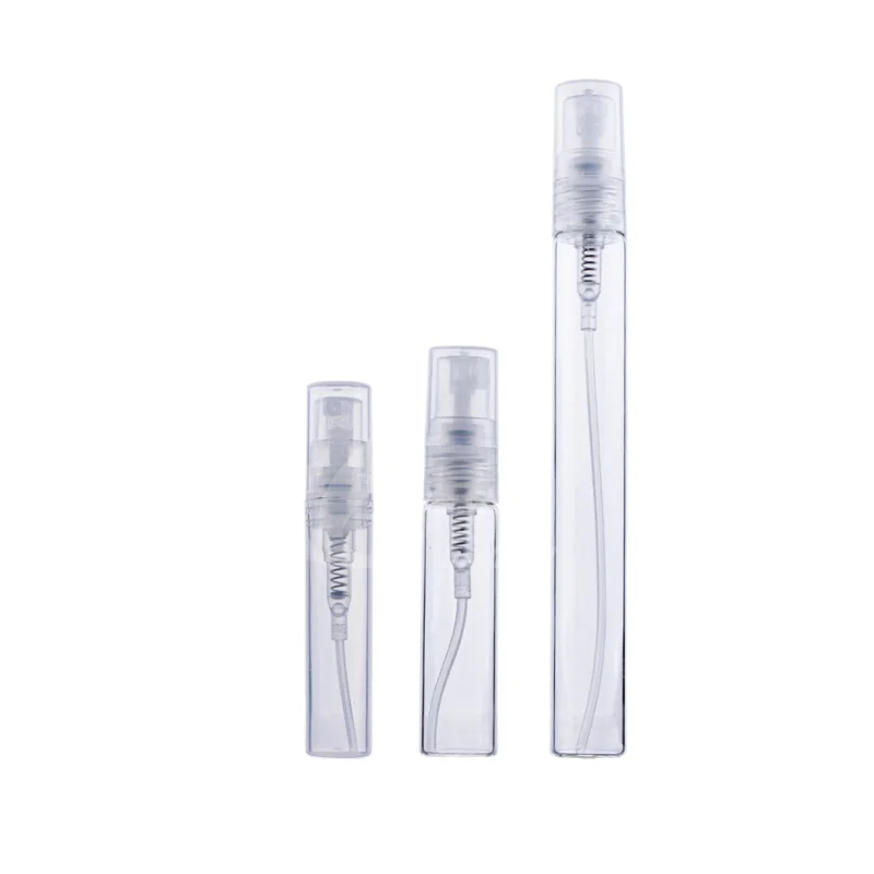 30ml transparent tubular glass spray bottle perfume bottle with pump logo