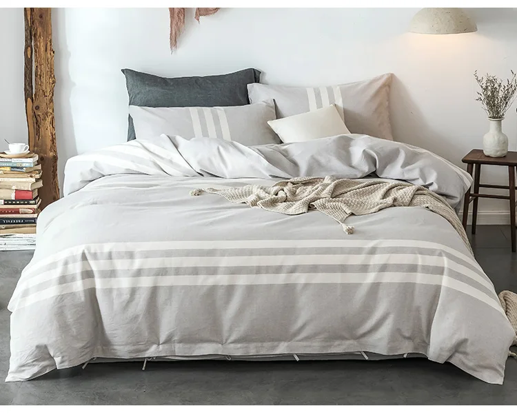  Eco-friendly Hemp Plain Strip Fabric Woven With 35%Hemp 65%Bamboo For Bed