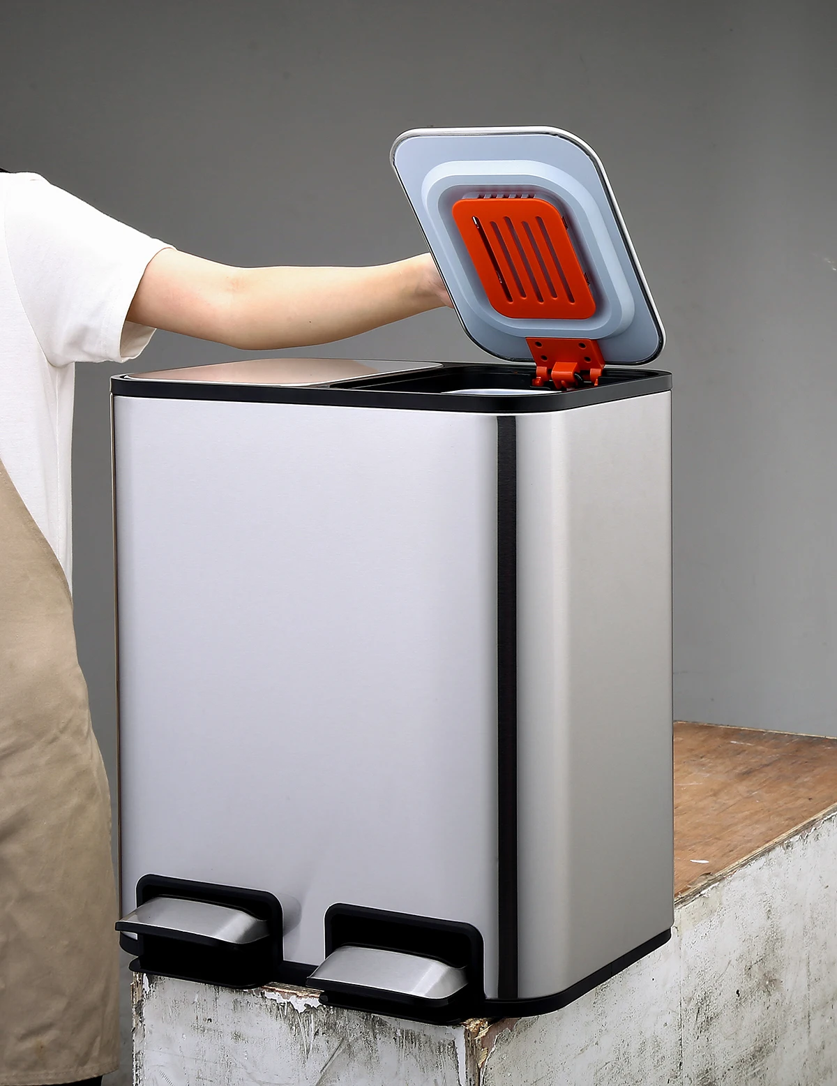 Двойное мусорное ведро с педалью 18L/24L переработочная корзина контейнер для мусора мусорное ведро для кухни мусорный бак с крышкой из нержавеющей стали мусорное ведро