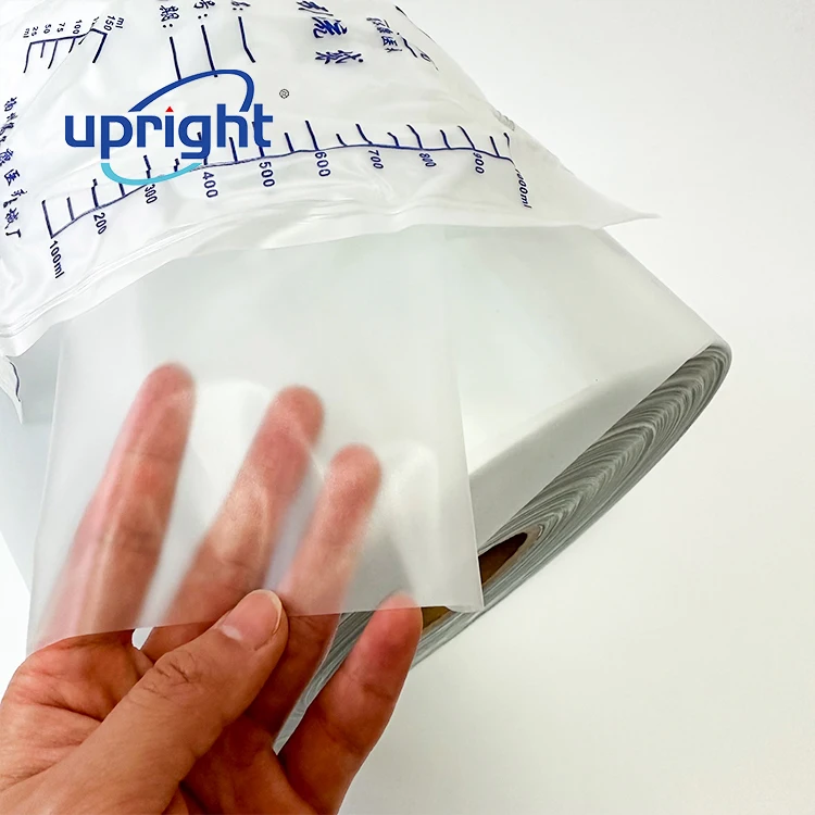 Upright 120 micron 180 micron white clear frosted pharmaceutical pvc film for urine bag