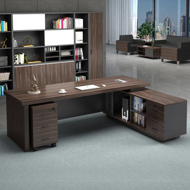 Chuangyue Modern large L-shaped boss desk medium density fiber wood is suitable for school offices