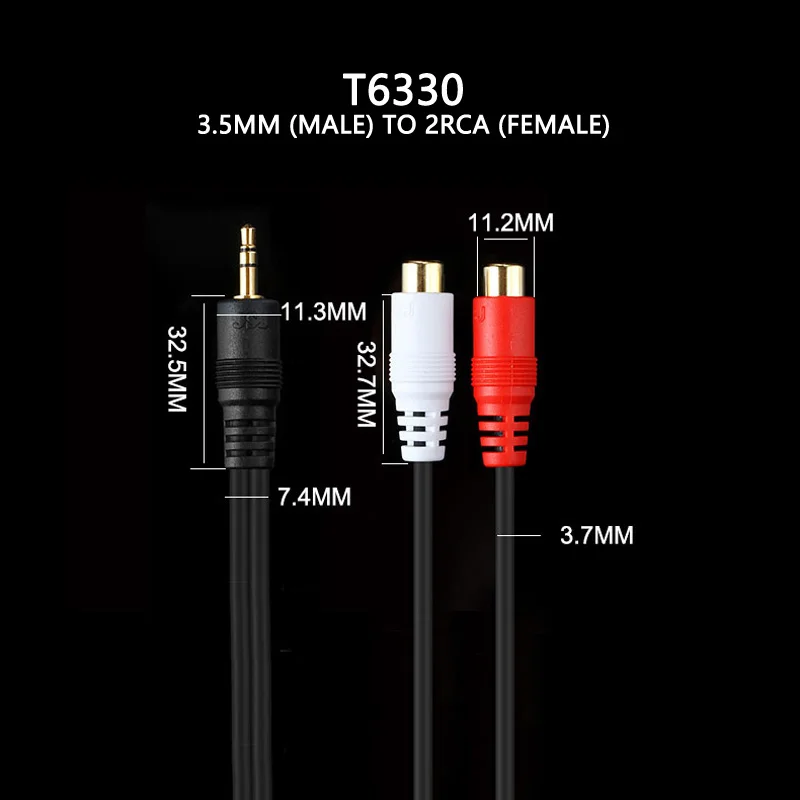 
WinAqum 3.5mm to 2RCA M/F HIFI Audio & Video Cable Dual RCA Male to Female 1/4