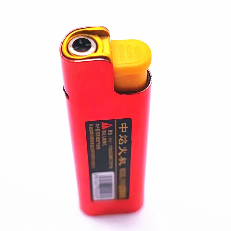 Chinese lighters leader enterprise wholesale F019 slim gas tank windproof cigarette metal disposable gas lighter