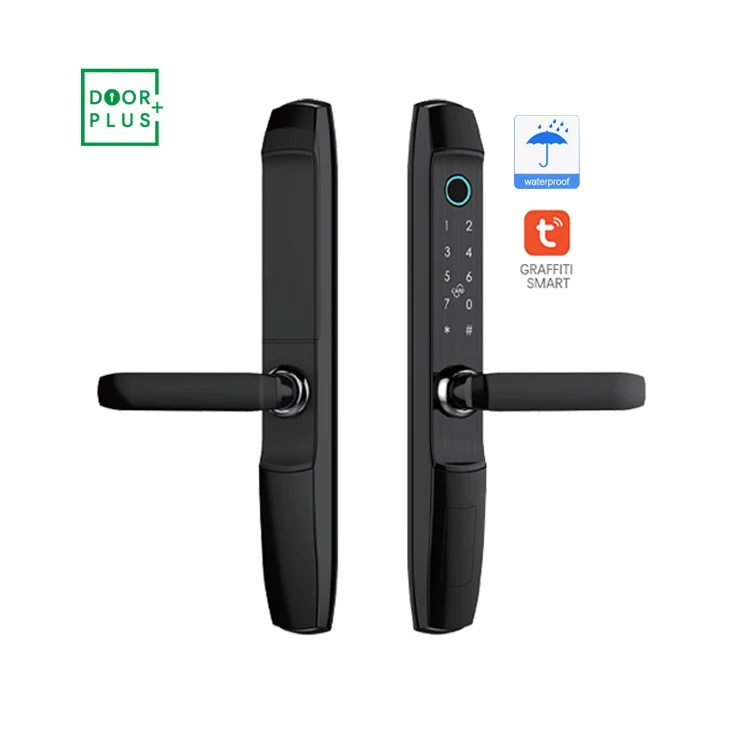 Doorplus Security Electronic WiFi Smart Lock Fingerprint Slim Digital Handle Door Lock waterproof Smart Door Lock Outdoor