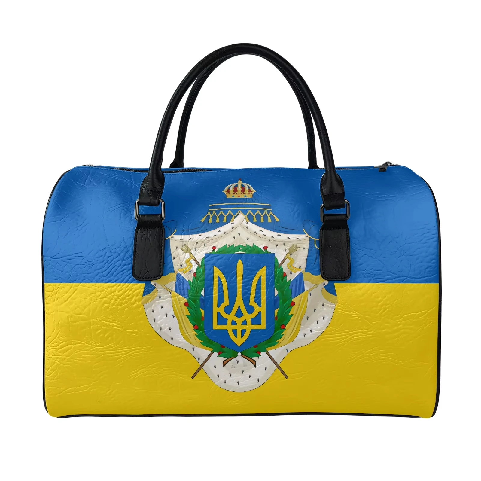 Женская кожаная дорожная сумка с флагом Украины