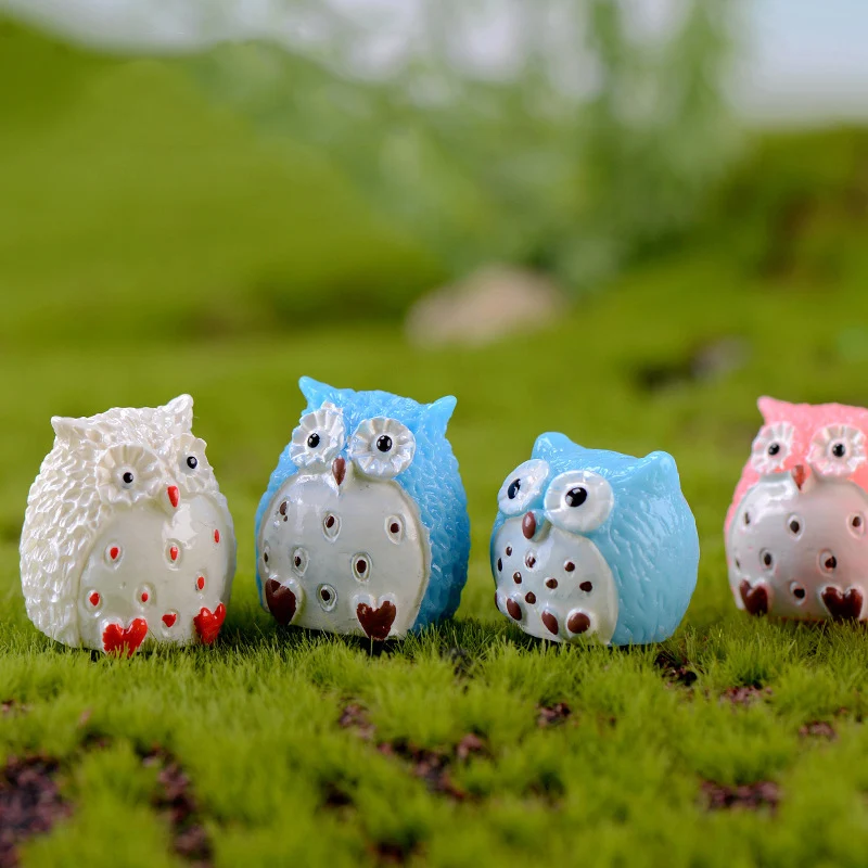 Cute Tiny Collectible Owl Model Micro Garden Decoration Craft Small Animal Birds Miniature figurines Kawaii Ornament