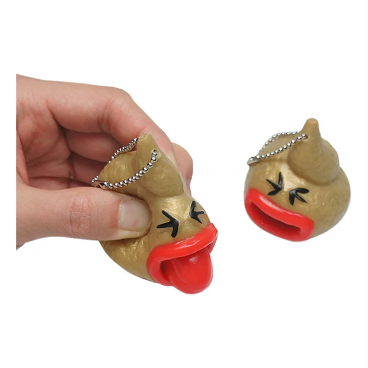 TPR Tongue Out Poop Toy Creative Key-chain Prank Poop Toy Key-chain Extrusion Tongue Tricky Toys