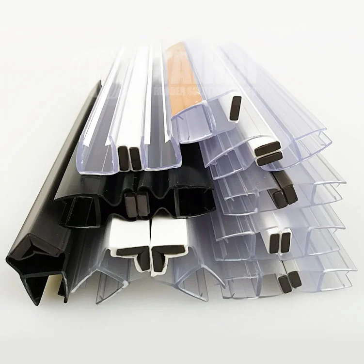 Weather Stripping Flexible Clear aluminum Shower Room Plastic Door Bottom/Corner Seal Brush Adhesive Sealing Strip