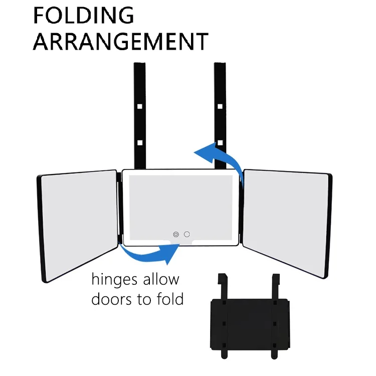 fold 3 way make up mirror 360 hanging mirror self cut hair with led rechargeable light