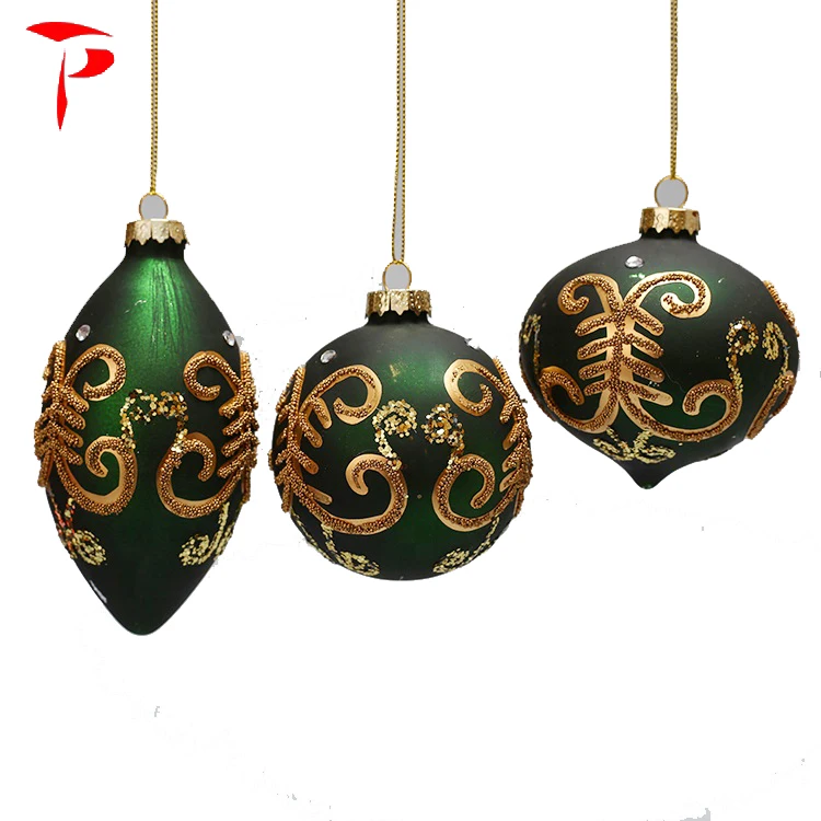 Wholesale Cone Velvet Green Christmas Decoration Ball with Sequins Ornaments Bulk Vintage