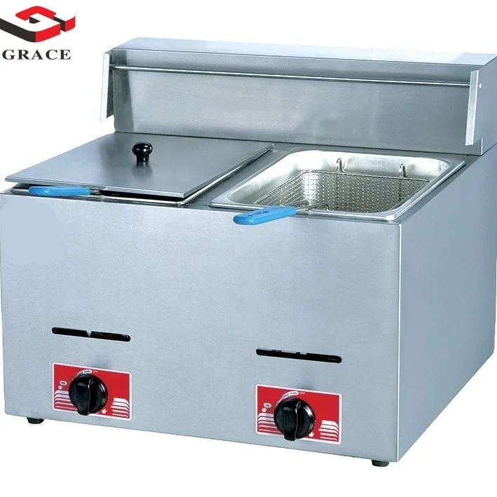Grace Commercial Gas Deep Fryer machine counter top-Heavy Duty Double Tank Design